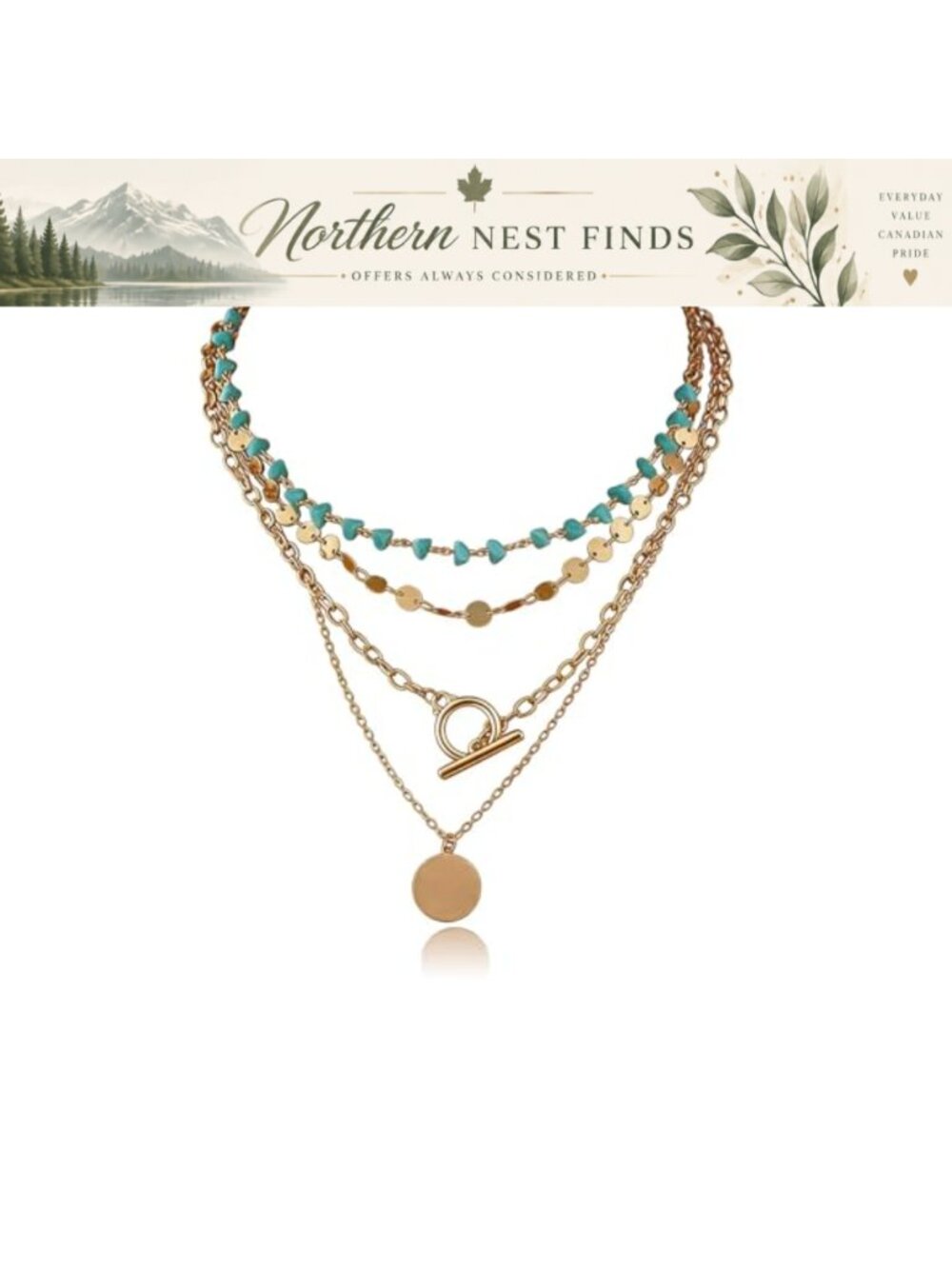 Boho Layered Turquoise Beaded Necklace Western Country Jewelry